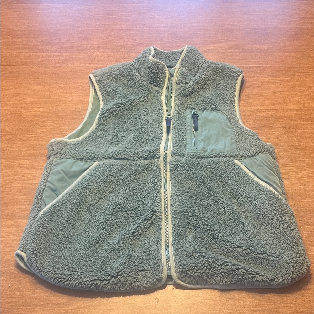 Maurices Olive Sherpa Fleece Vest - Picture 1 of 2